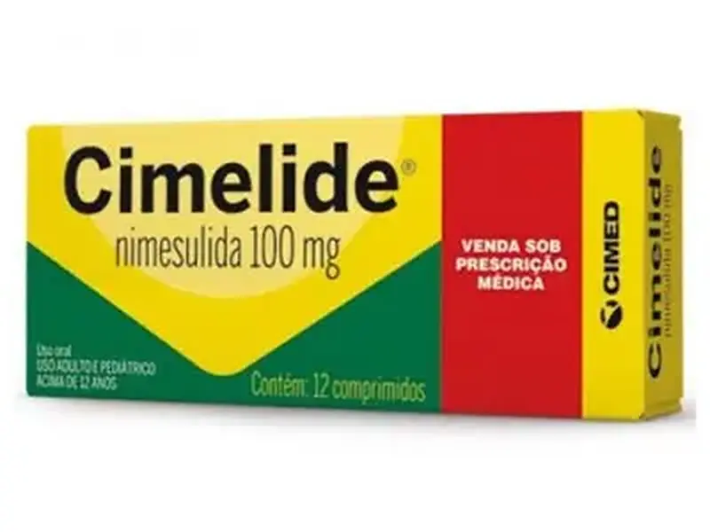 Caixa de Cimelide, nimesulida de 100 mg com 12 comprimidos, do laboratório Cimed